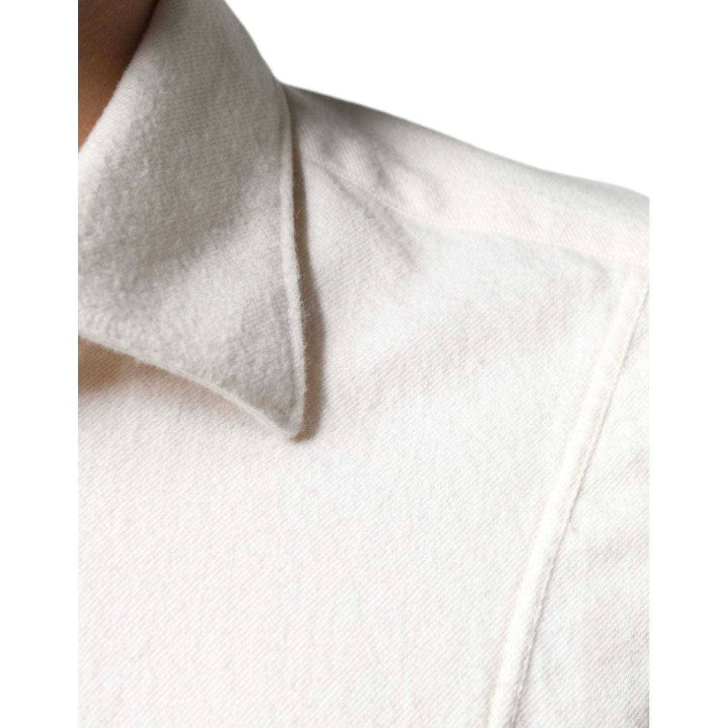 AGLINI Off White Cotton Collared Men Formal Dress Shirt AGLINI