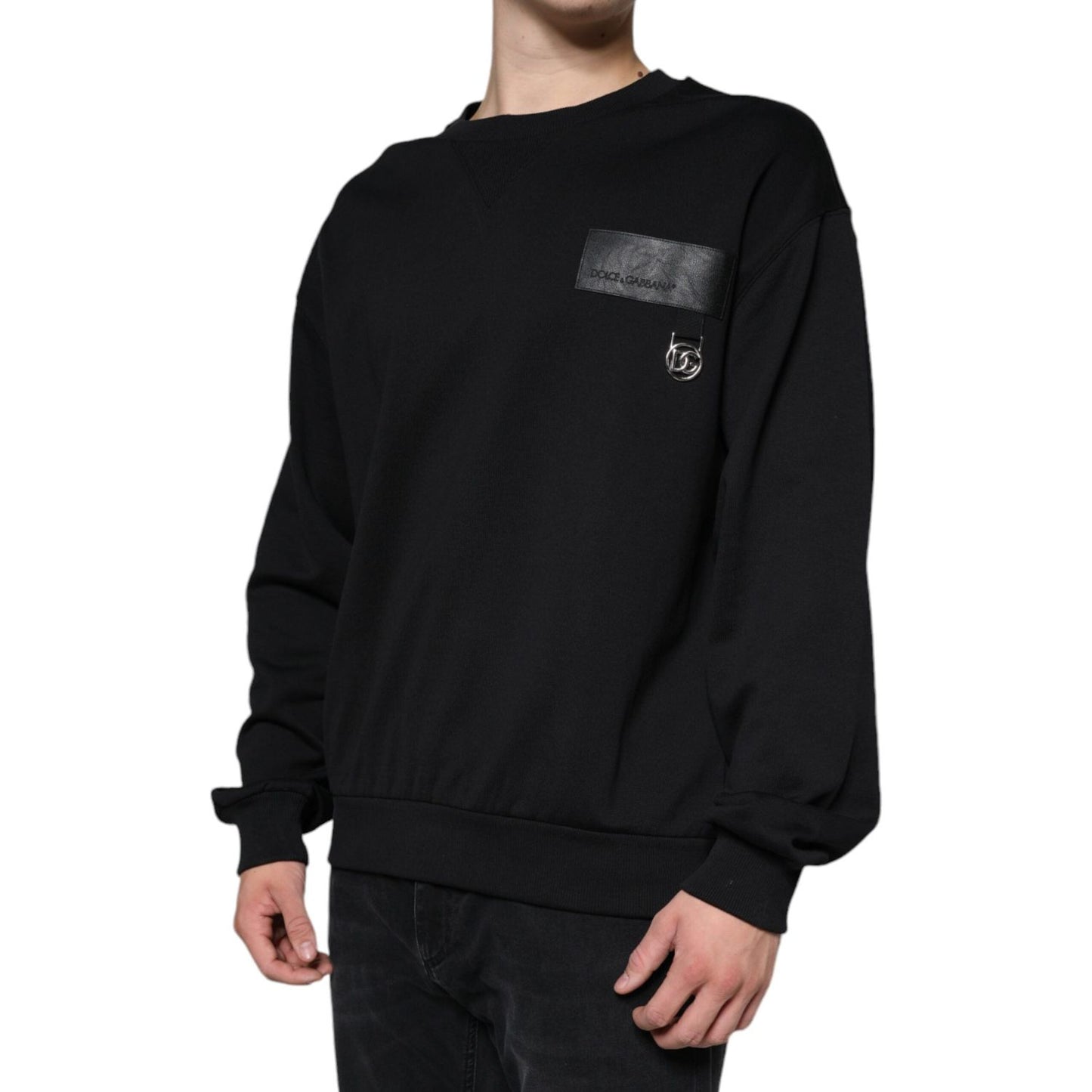 Dolce & Gabbana Black Logo Cotton Long Sleeves Sweatshirt Sweater Dolce & Gabbana