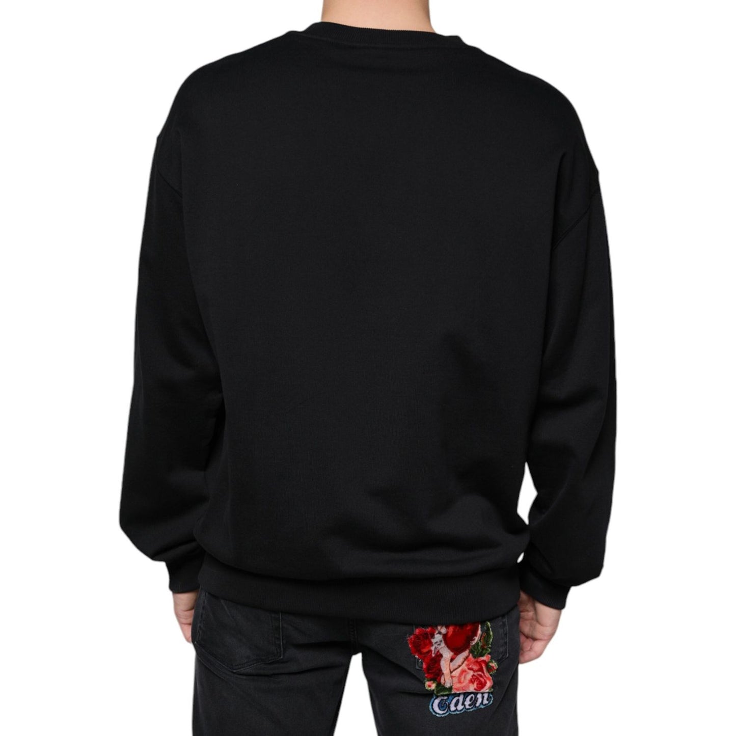 Dolce & Gabbana Black Logo Cotton Long Sleeves Sweatshirt Sweater Dolce & Gabbana