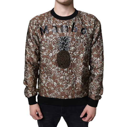 Dolce & Gabbana Brown Jacquard Mambo Pineapple Pullover Sweater