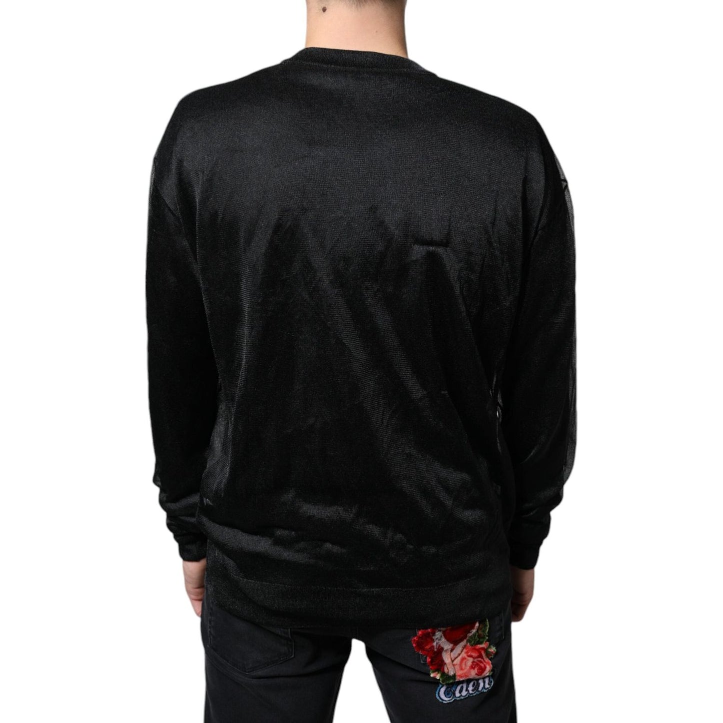 Dolce & Gabbana Black Polyester Pullover Sweatshirt Sweater Dolce & Gabbana