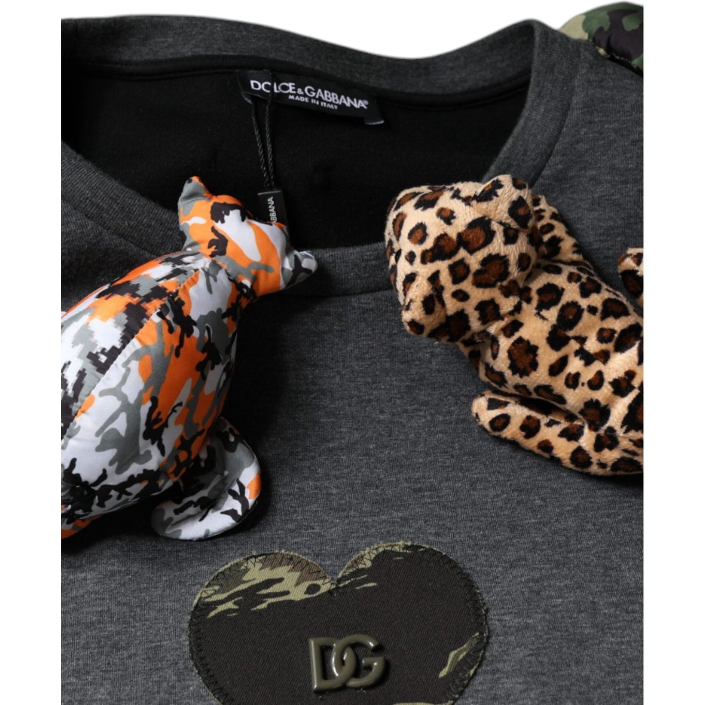 Dolce & Gabbana Gray Camouflage Animal Stuff Cotton T-shirt Dolce & Gabbana