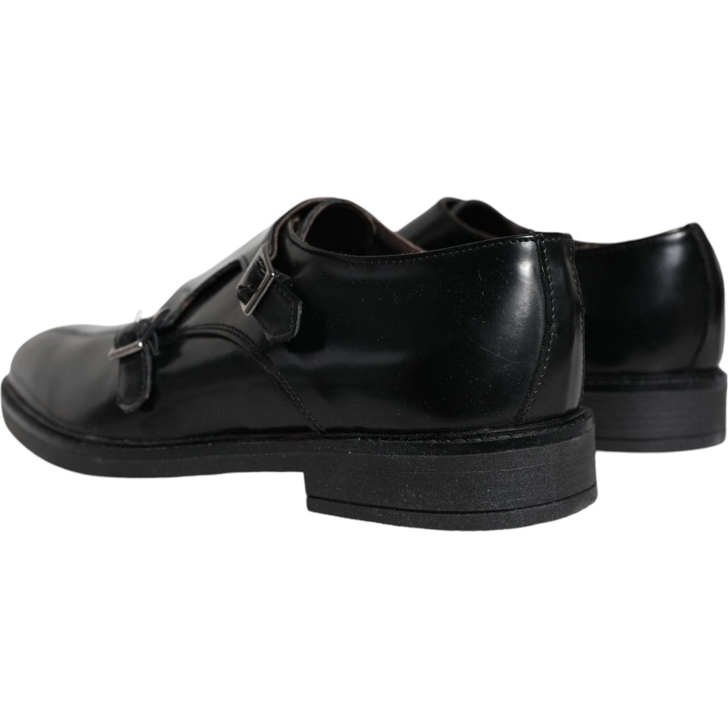 Daniele Alessandrini Black Leather Monk Strap Dress Formal Shoes Daniele Alessandrini