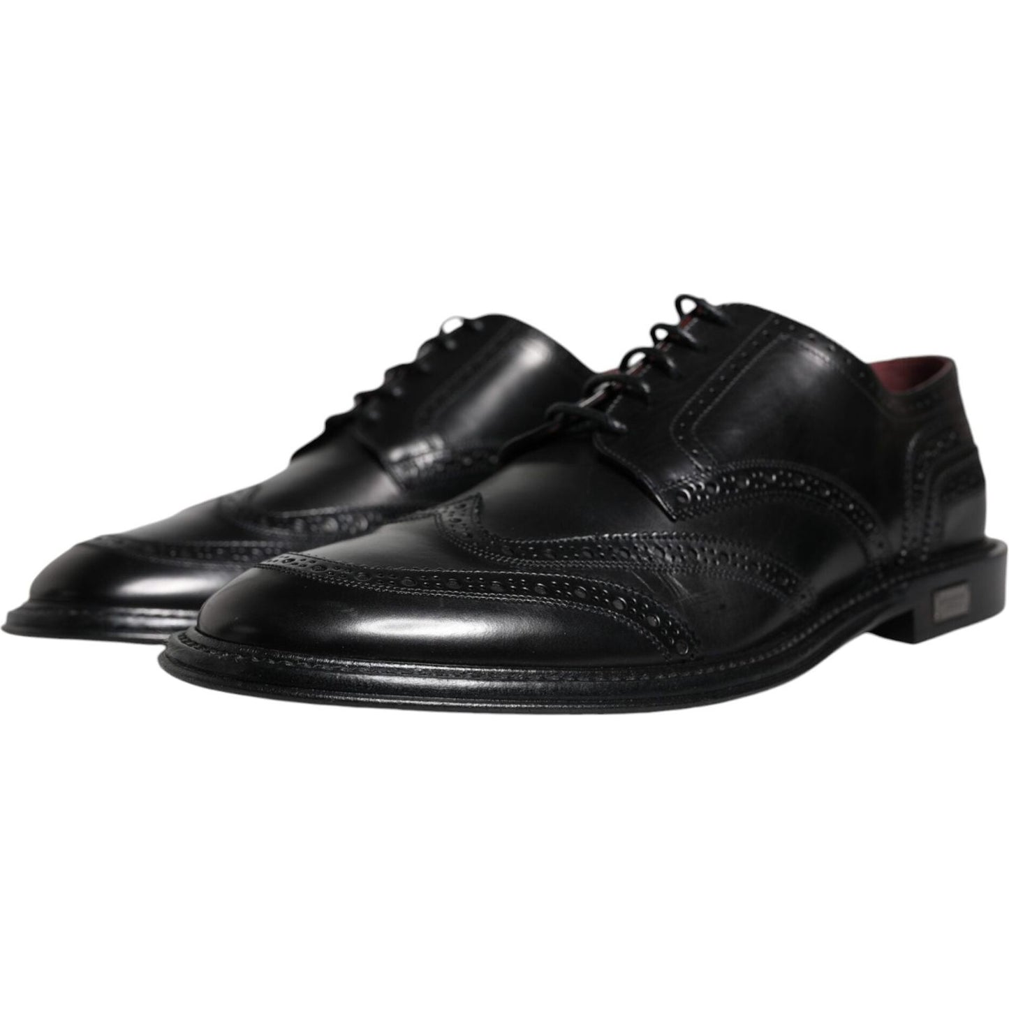 Dolce & Gabbana Black Leather Oxford Wingtip Formal Shoes Dolce & Gabbana