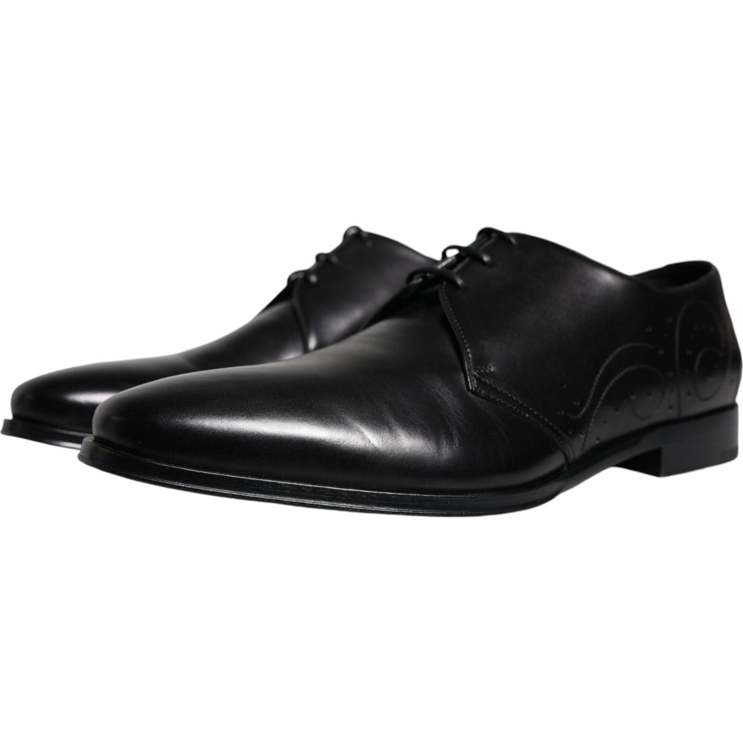 Dolce & Gabbana Black Calfskin Leather Derby Men Dress Shoes Dolce & Gabbana