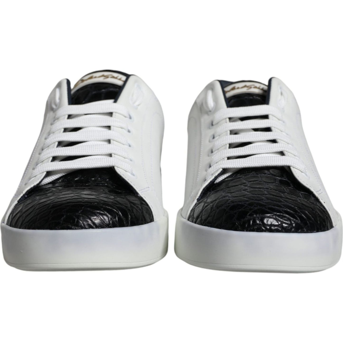 Dolce & Gabbana Black Leather Logo Portofino Sneaker Shoes Dolce & Gabbana