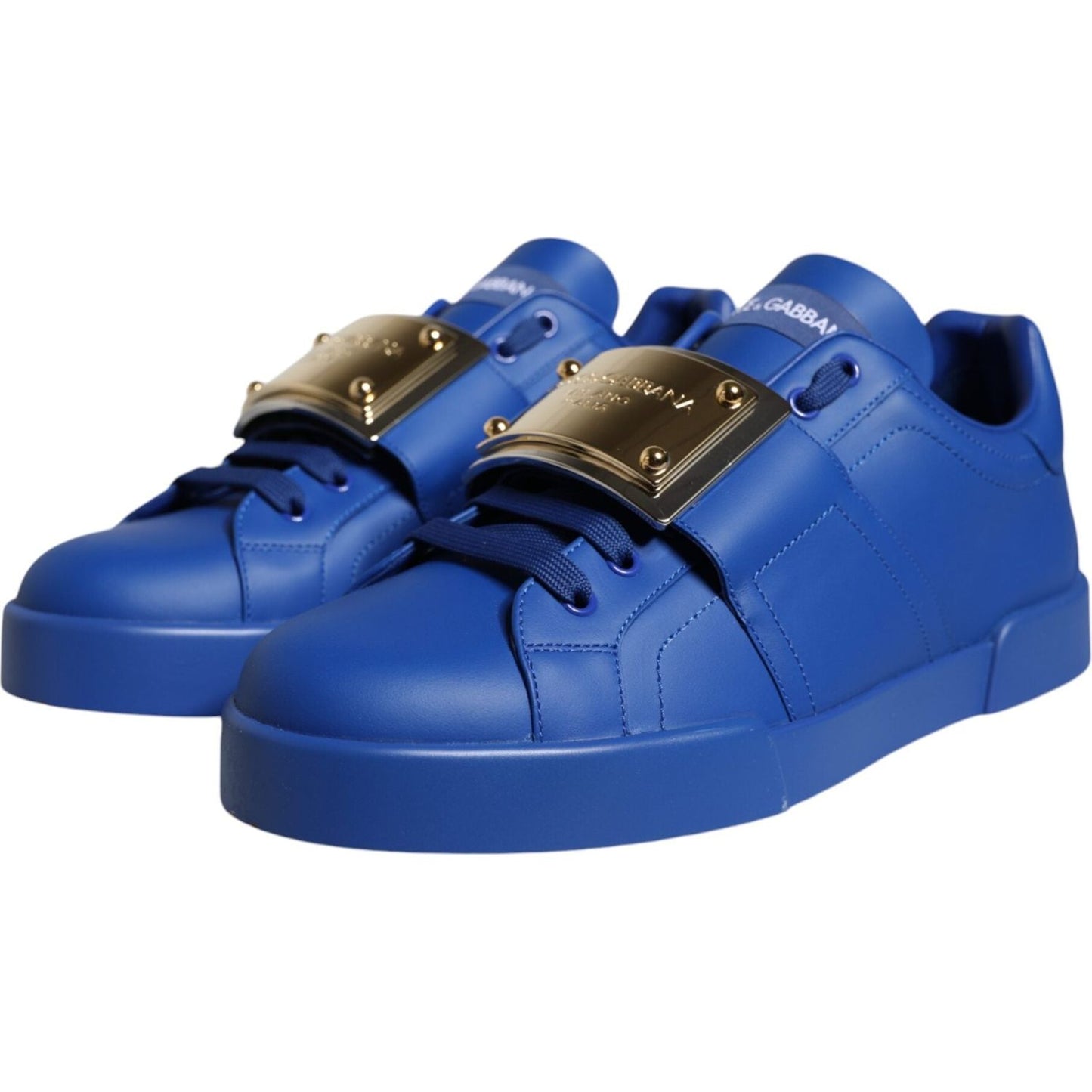 Dolce & Gabbana Blue Leather Low Top Portofino Sneakers Shoes Dolce & Gabbana