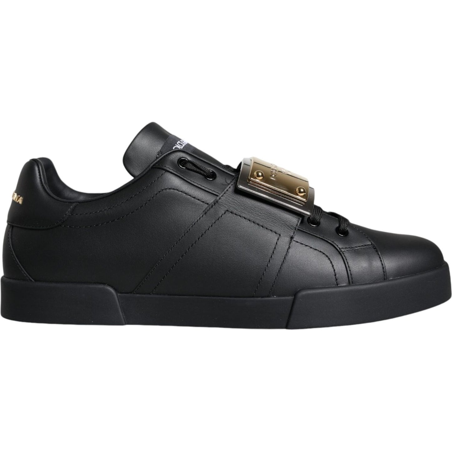 Dolce & Gabbana Black Leather Low Top Portofino Sneakers Shoes Dolce & Gabbana