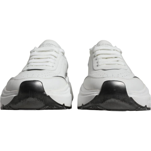 Dolce & Gabbana White Silver DAYMASTER Leather Sneakers Shoes Dolce & Gabbana