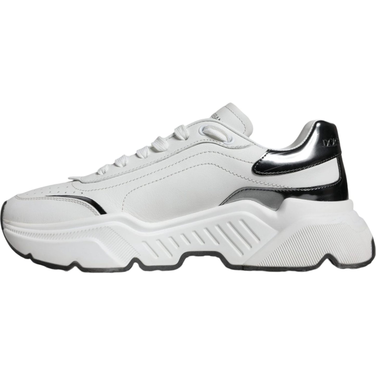 Dolce & Gabbana White Silver DAYMASTER Leather Sneakers Shoes Dolce & Gabbana