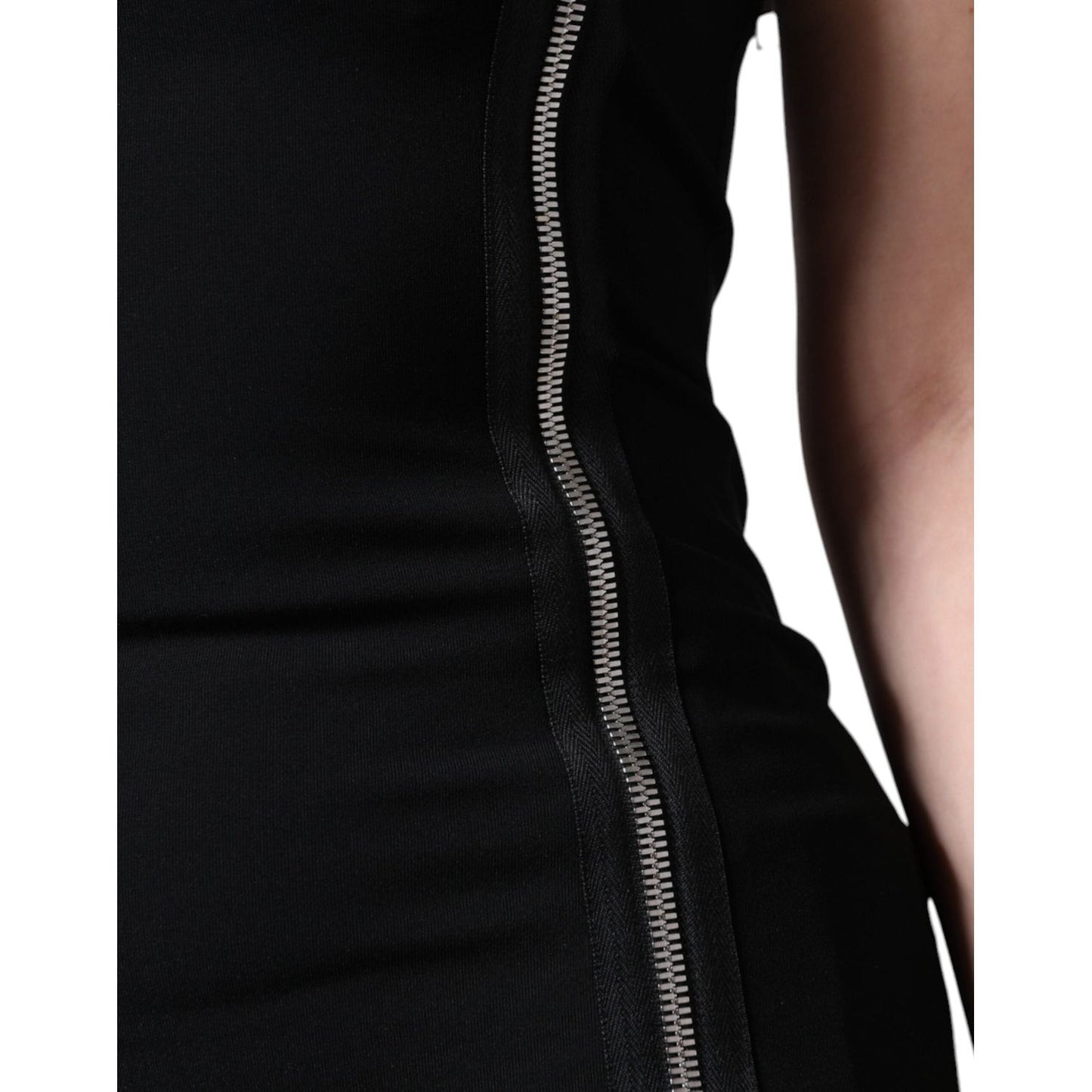 Dolce & Gabbana Black Zipper Bodycon Sheath Midi Dress Dolce & Gabbana