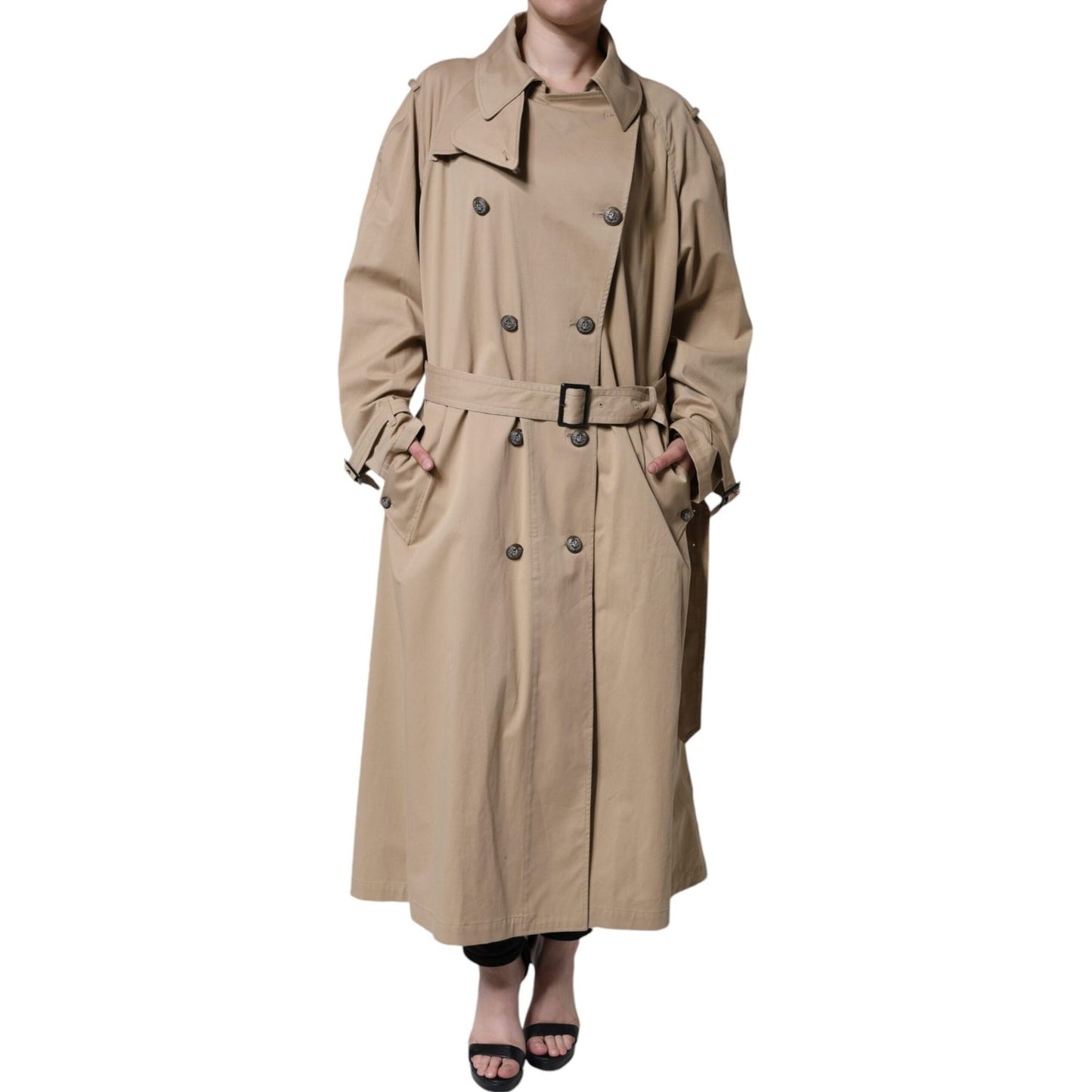 Dolce & Gabbana Khaki Double Breasted Trench Coat Jacket Dolce & Gabbana