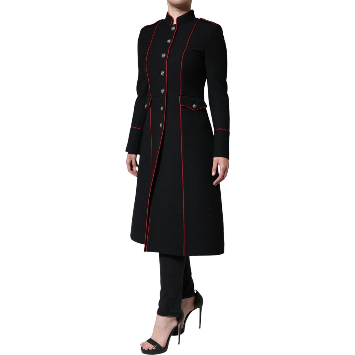 Dolce & Gabbana Black Single Breasted Trench Coat Jacket Dolce & Gabbana