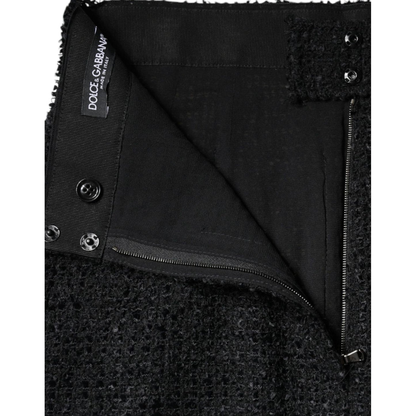 Dolce & Gabbana Black Virgin Wool Pencil Cut Midi Skirt Dolce & Gabbana