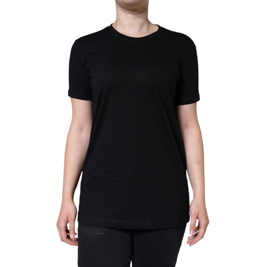 Dolce & Gabbana Black Cotton Crew Neck Short Sleeve T-shirt