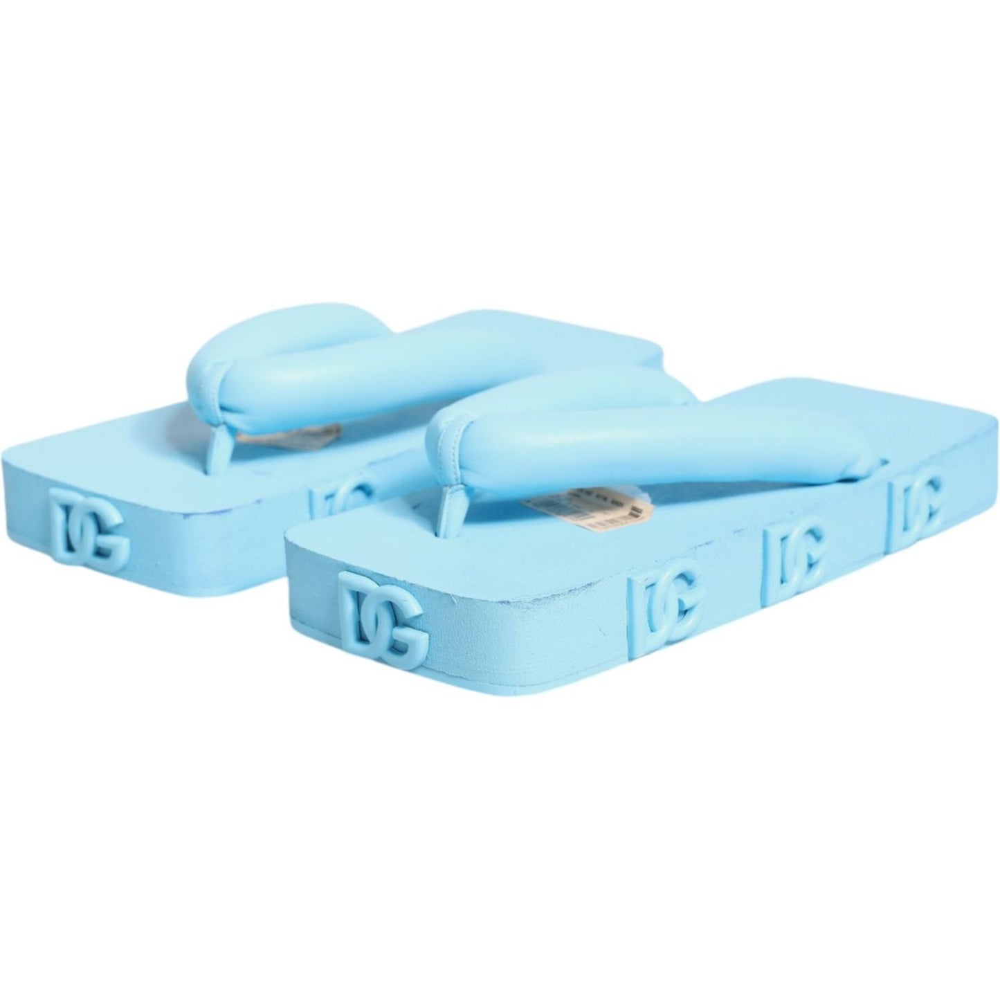 Dolce & Gabbana Light Blue Rubber Slides Flats Sandals Shoes Dolce & Gabbana