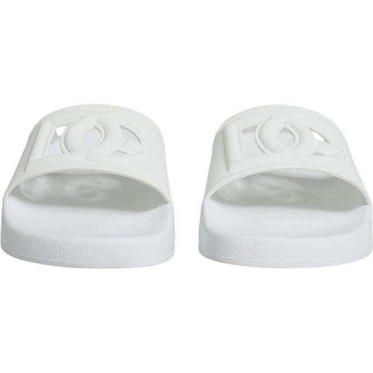 Dolce & Gabbana White Rubber Slides Sandals Beachwear Shoes Dolce & Gabbana