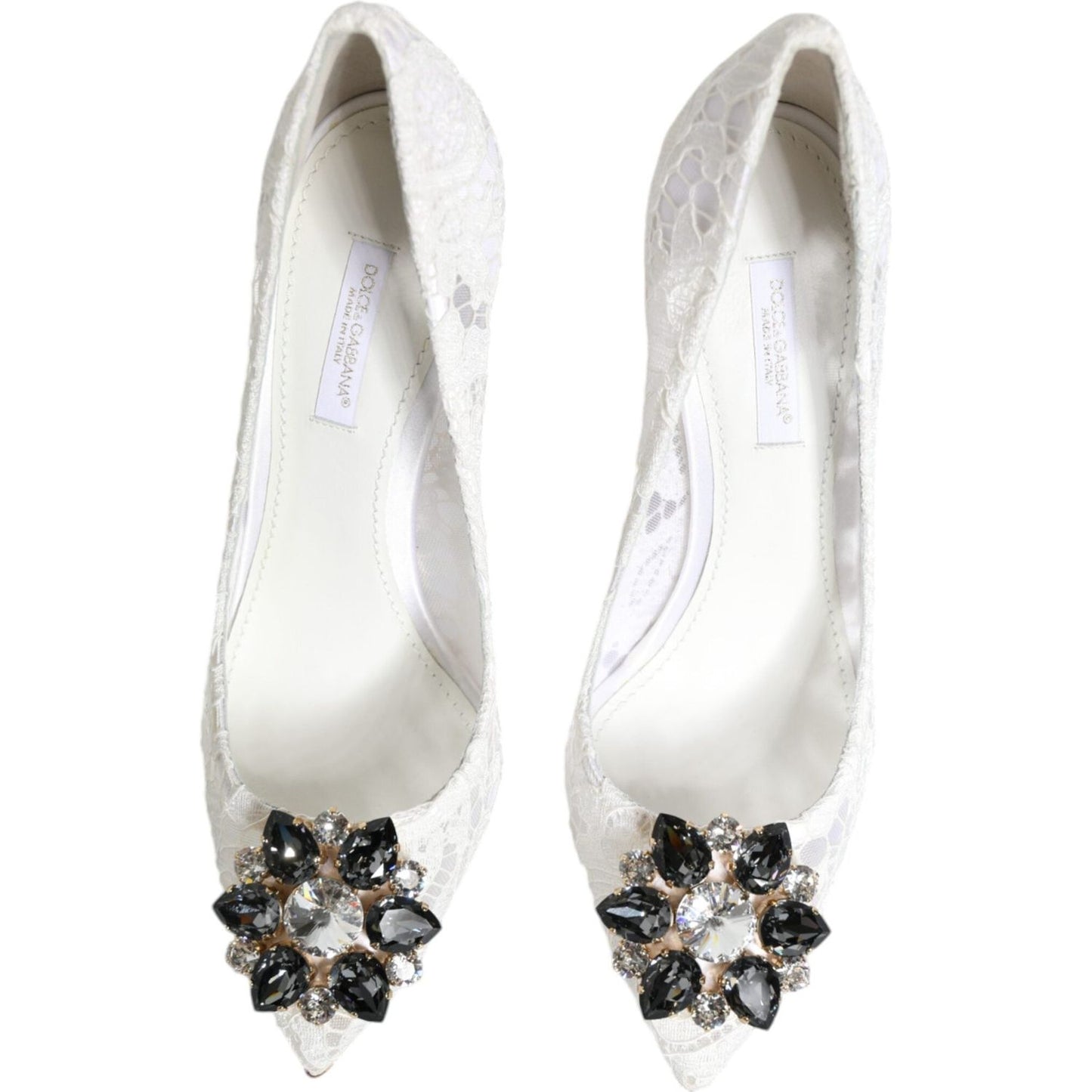 Dolce & Gabbana White Taormina Lace Crystal Heels Pumps Shoes Dolce & Gabbana