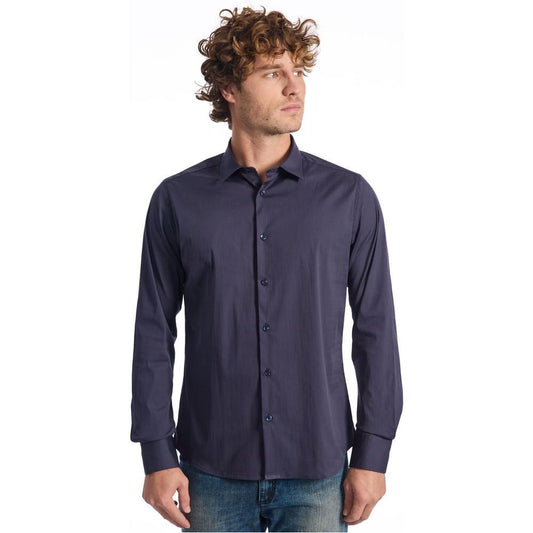 Baldinini Trend Blue Cotton Shirt Baldinini Trend