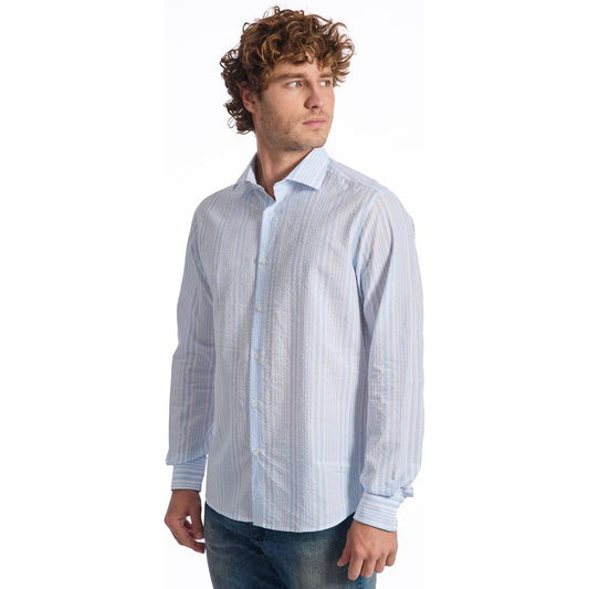 Baldinini Trend Light Blue Cotton Men Shirt Baldinini Trend