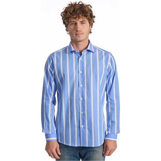 Baldinini Trend Light Blue Cotton Men Shirt Baldinini Trend