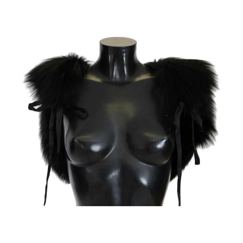 优雅黑色银狐毛围巾