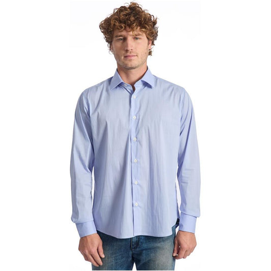 Baldinini Trend Light Blue Cotton Men Shirt Baldinini Trend