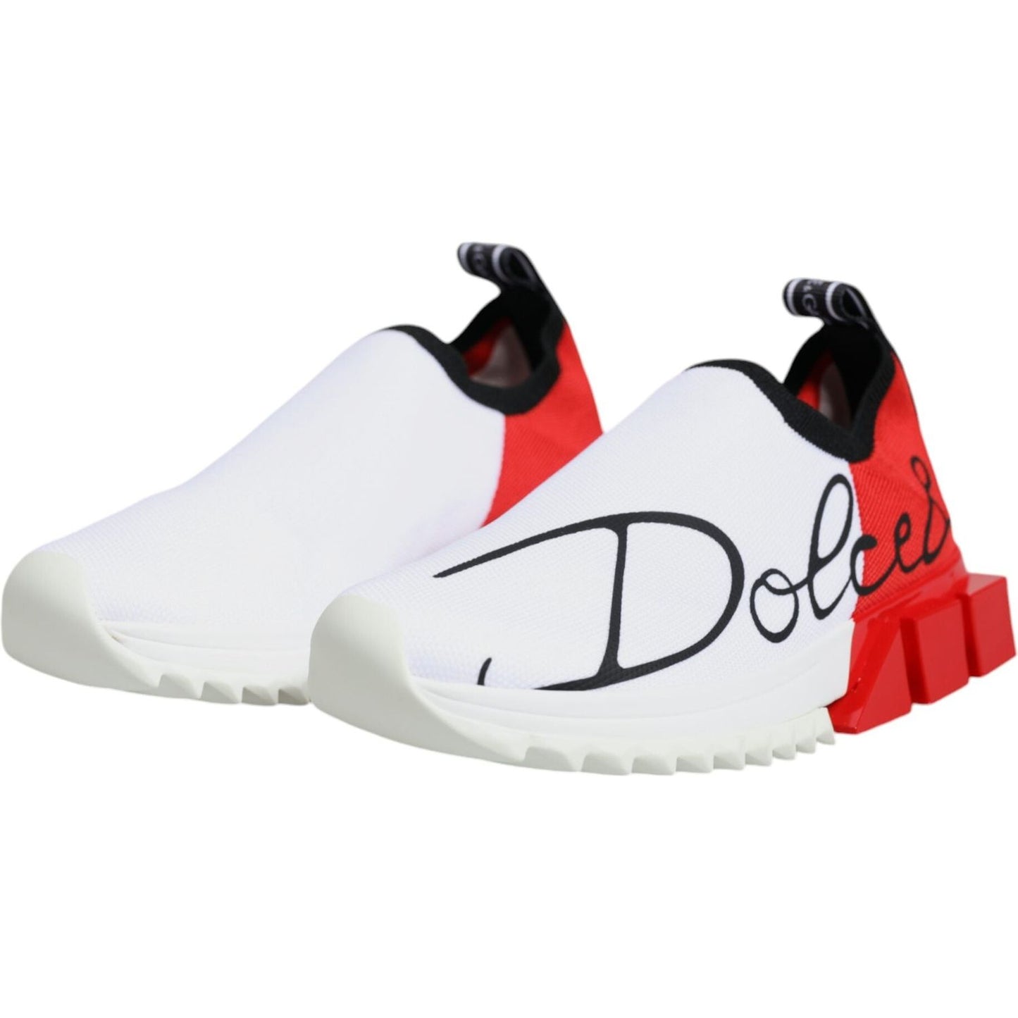 Dolce & Gabbana White Red Low Top Sorrento Men Sneakers Shoes Dolce & Gabbana