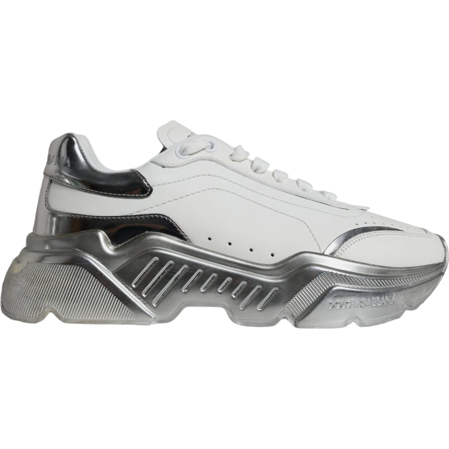 Dolce & Gabbana Silver White Daymaster Low Top Sneakers Shoes Dolce & Gabbana