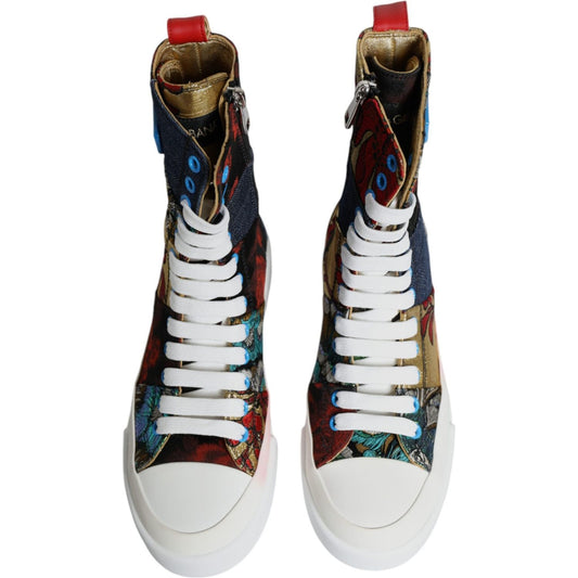 Dolce & Gabbana Multicolor Patchwork Logo High Top Sneakers Shoes Dolce & Gabbana