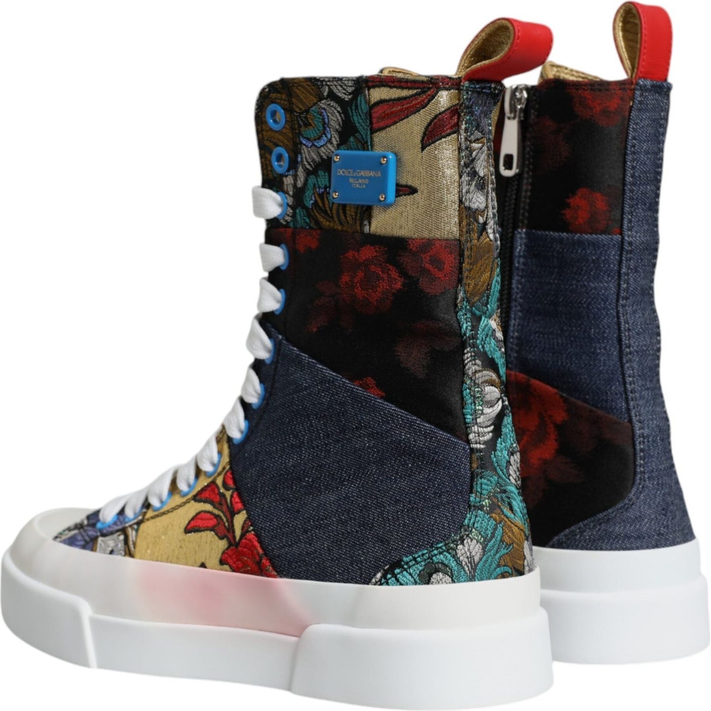 Dolce & Gabbana Multicolor Patchwork Logo High Top Sneakers Shoes Dolce & Gabbana