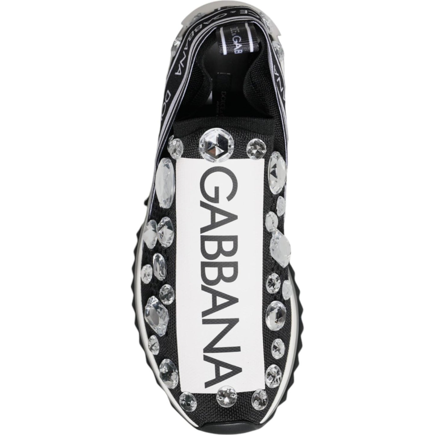 Dolce & Gabbana Black Sorrento Crystals Low Top Sneakers Shoes Dolce & Gabbana