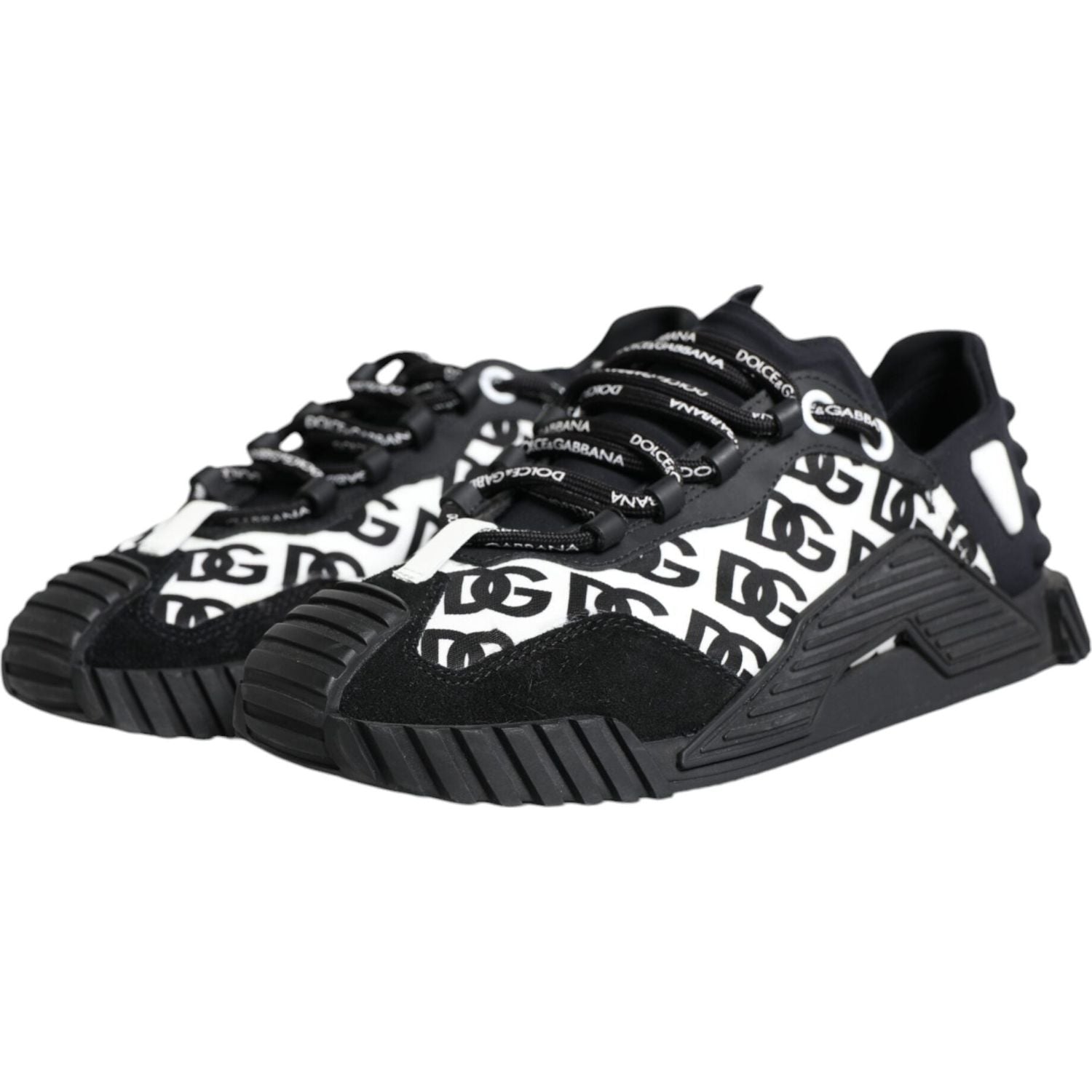 Dolce & Gabbana Black Logo Lace Up Low Top NS1 Sneakers Shoes