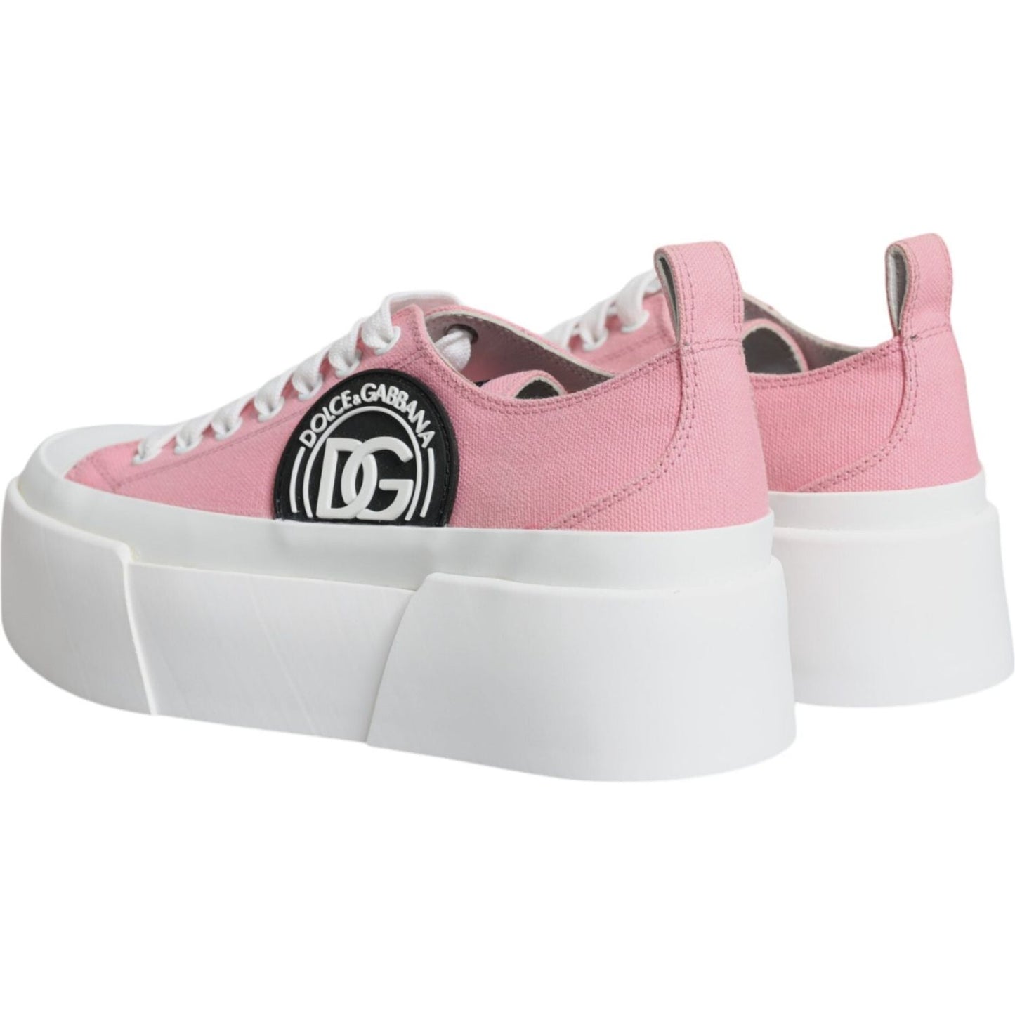 Dolce & Gabbana Pink White Canvas Logo Low Top Sneakers Shoes Dolce & Gabbana