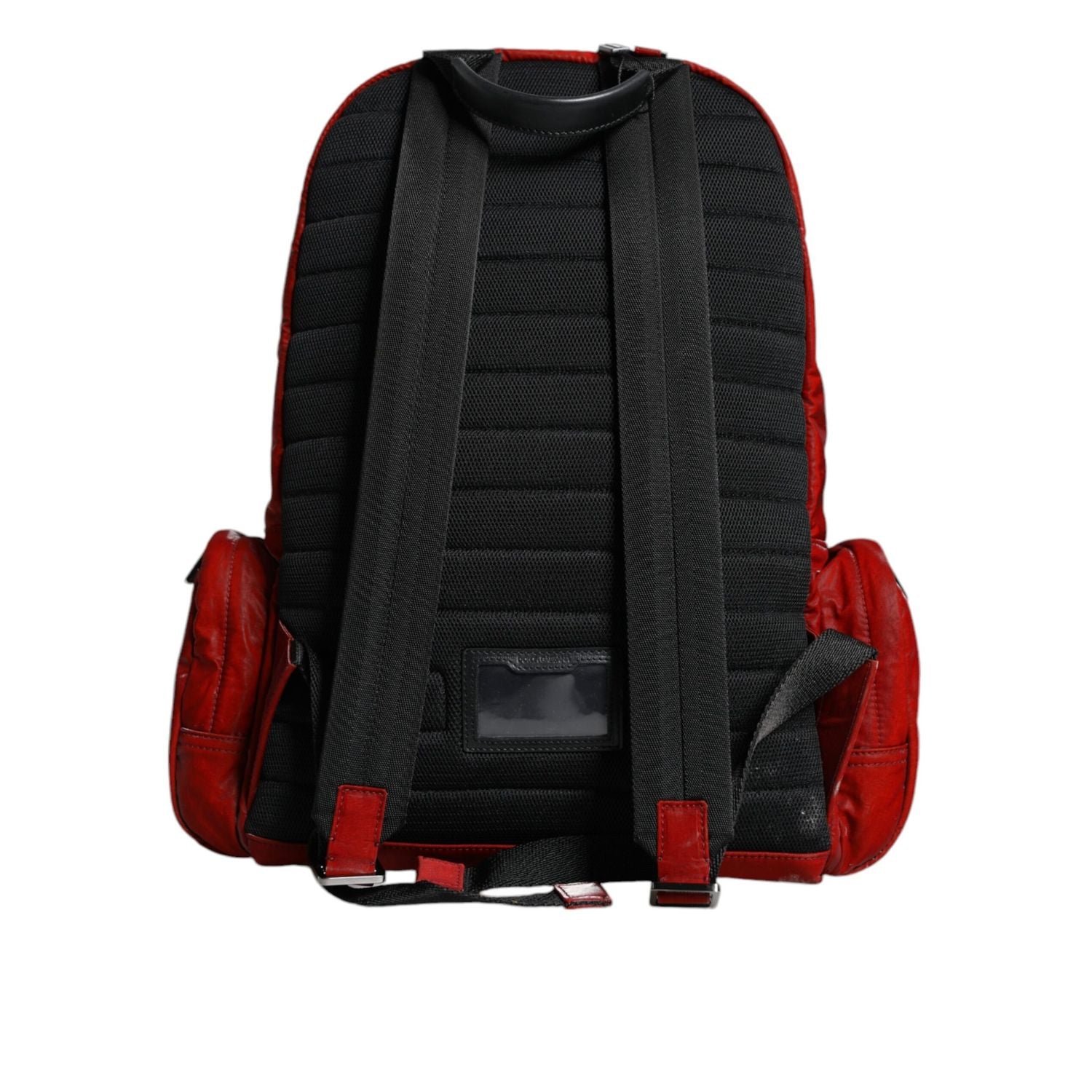 Dolce & Gabbana Red Patent Leather Logo Plaque Backpack Bag