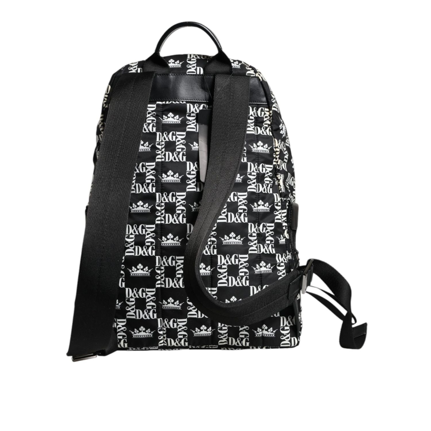 Dolce & Gabbana Black White DG Crown Logo Nylon Backpack Bag