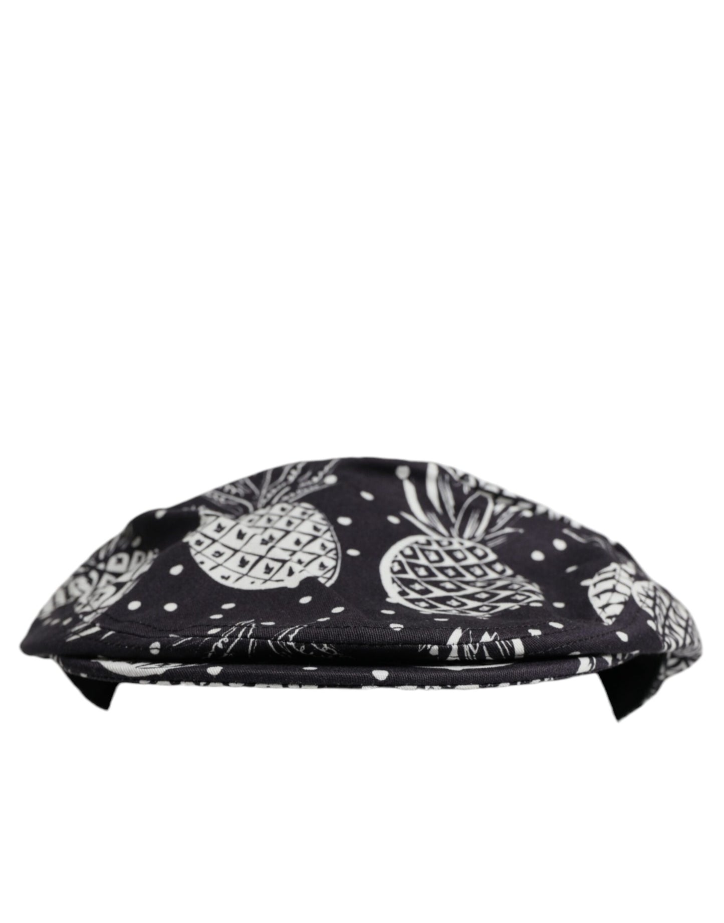 Dolce & Gabbana Black White Pineapple Print Newsboy Cap Hat Dolce & Gabbana