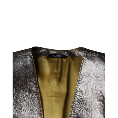 Dolce & Gabbana Gold Jacquard Single Breasted Dress Blazer