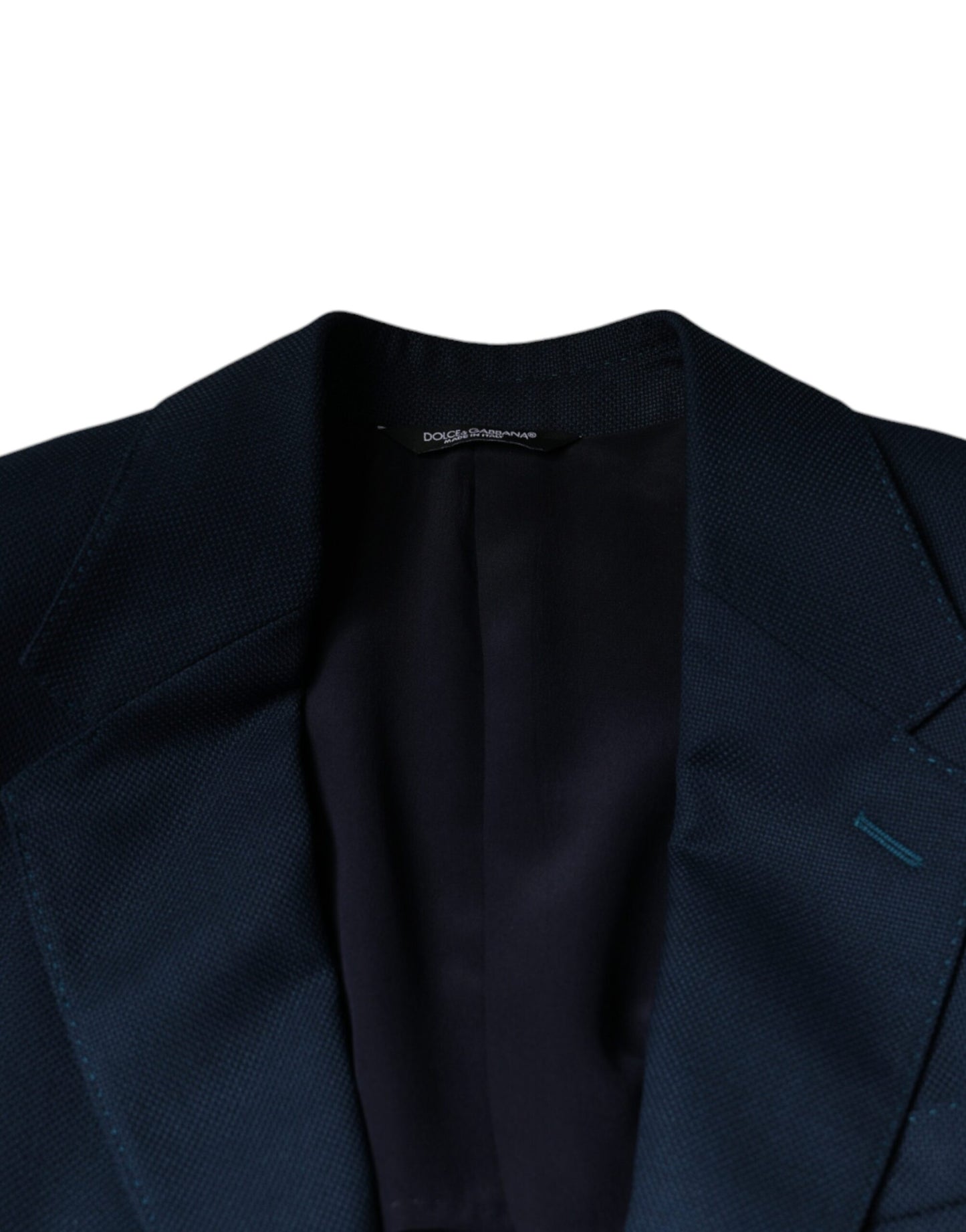 Dolce & Gabbana Blue Wool Logo Single Breasted Coat Blazer Dolce & Gabbana