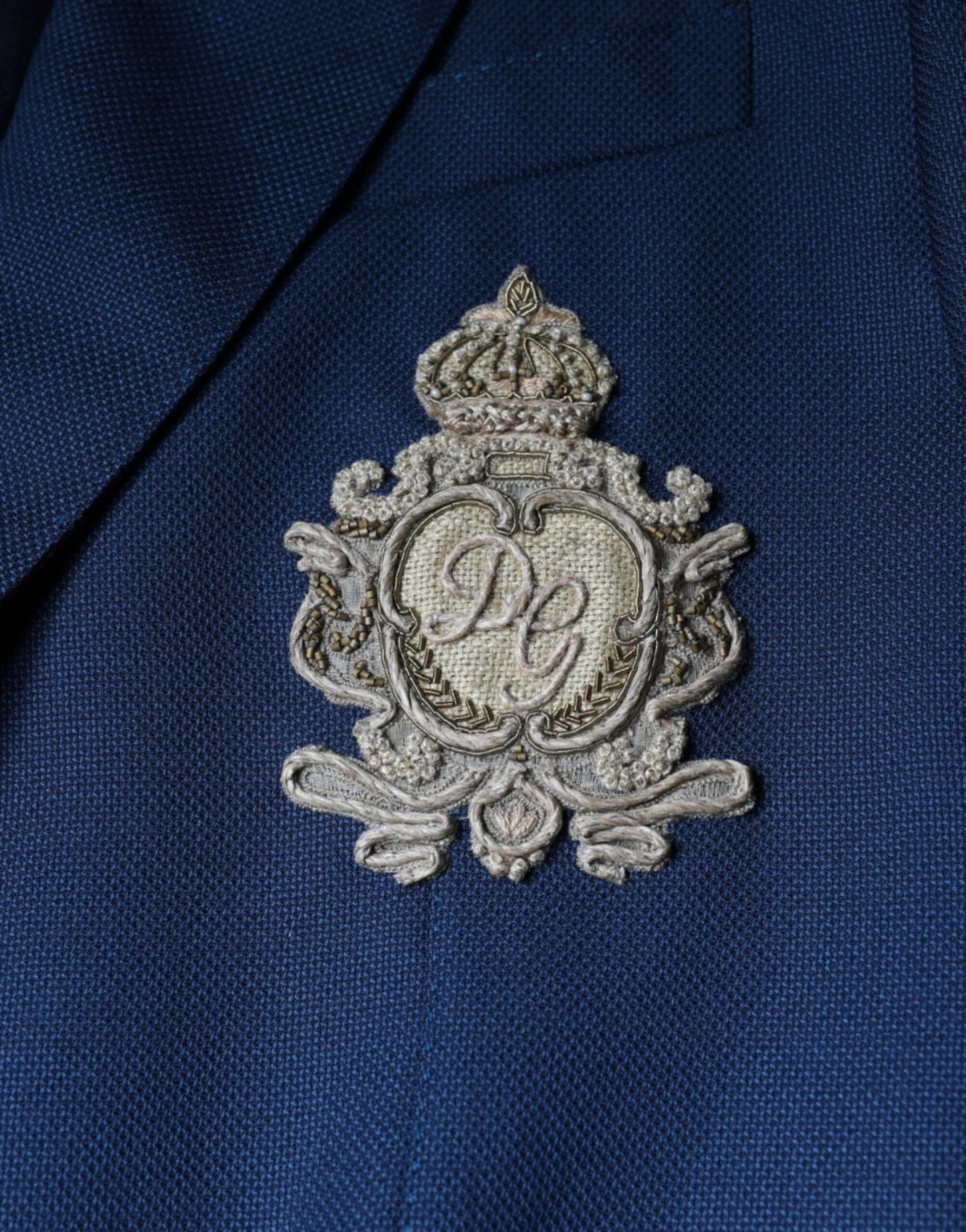 Dolce & Gabbana Blue Wool Logo Single Breasted Coat Blazer Dolce & Gabbana