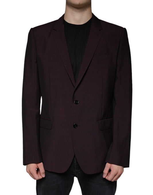 Dolce & Gabbana Bordeaux Wool Single Breasted Dress Blazer Dolce & Gabbana