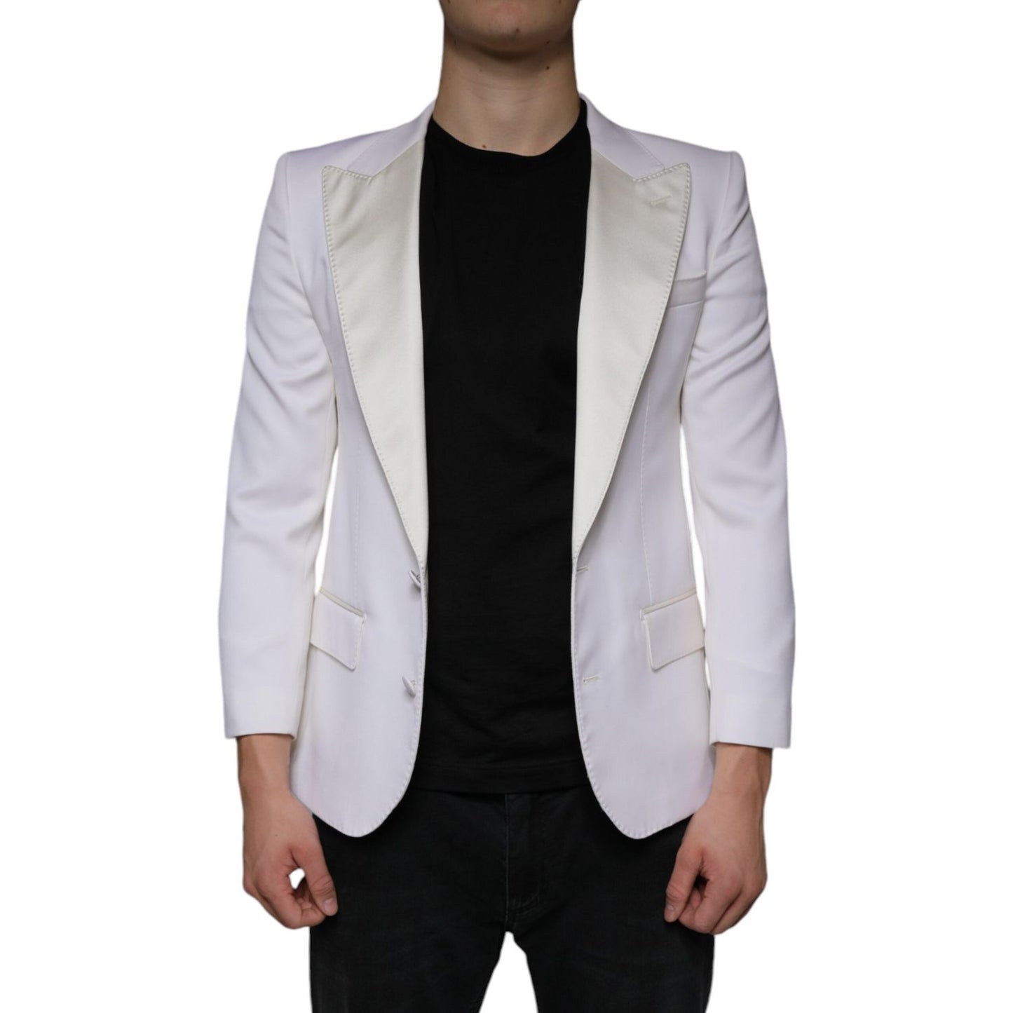 Dolce & Gabbana Off White Wool Single Breasted Dress Blazer Dolce & Gabbana