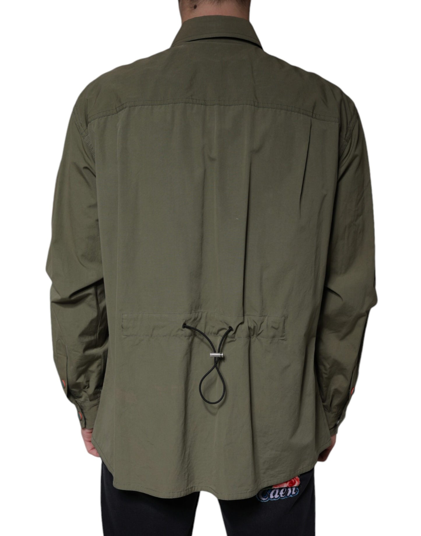 Dolce & Gabbana Military Green Cotton Bend Collared Coat Jacket Dolce & Gabbana