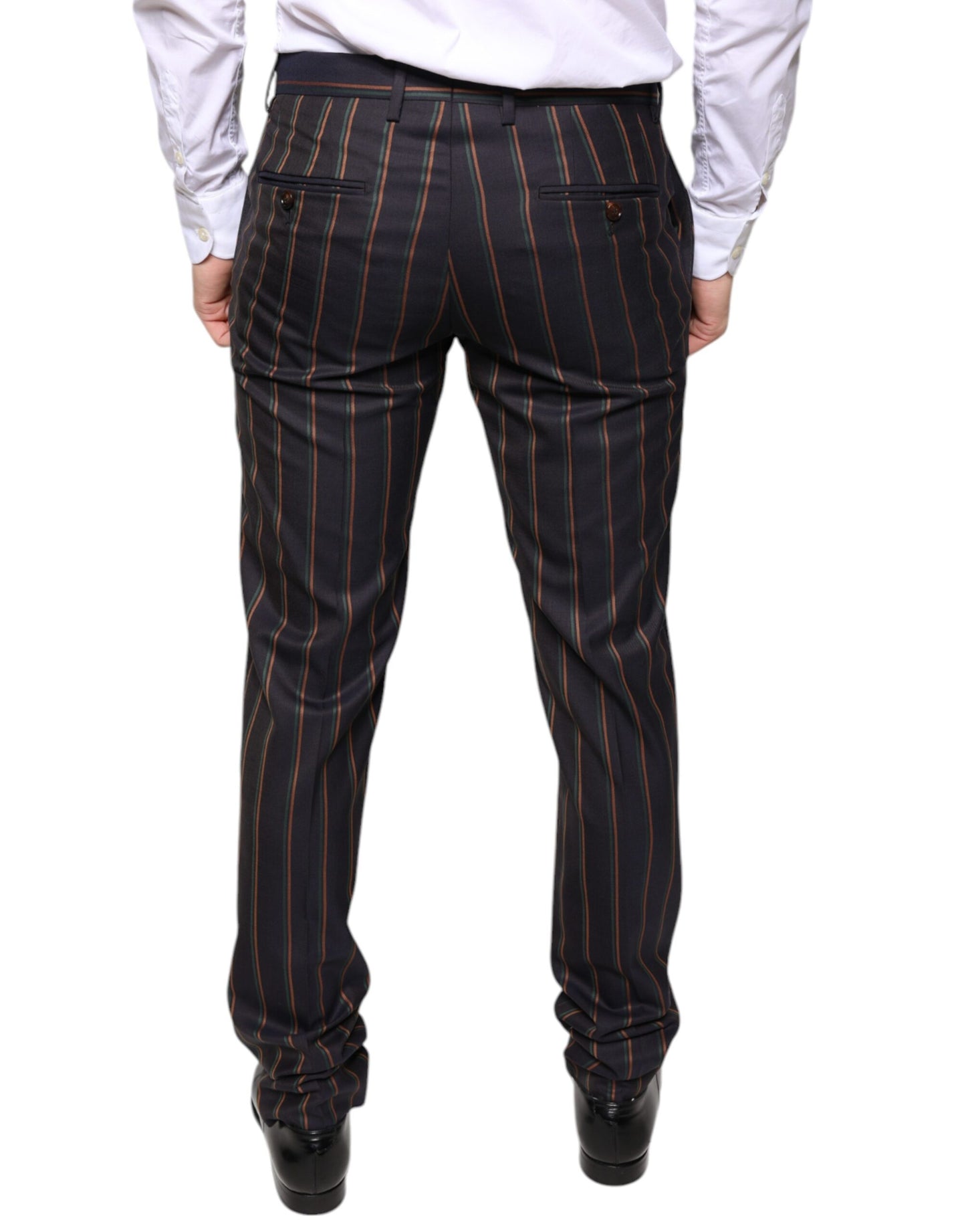 Dolce & Gabbana Brown Stripes Skinny Men Dress Pants Dolce & Gabbana