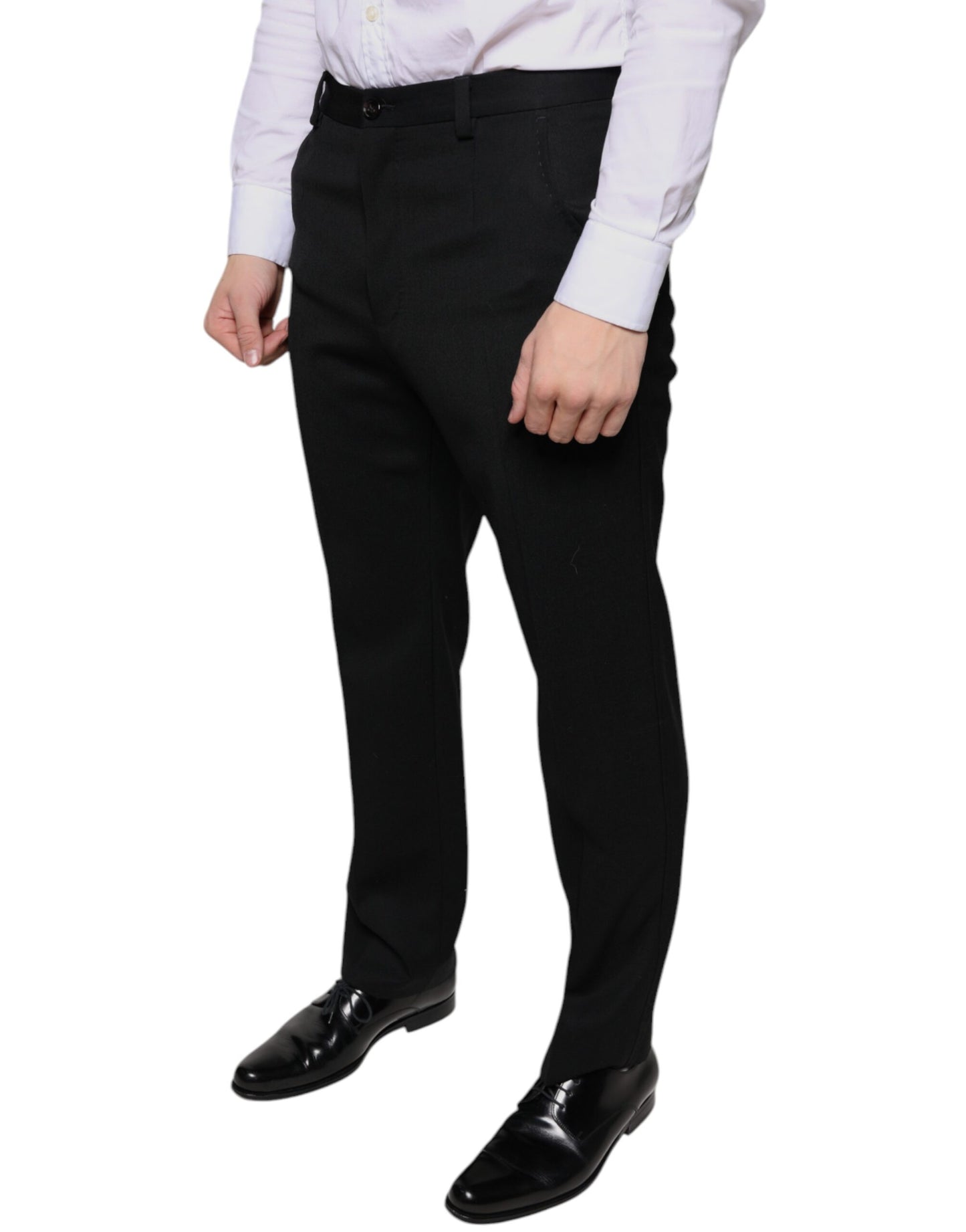 Dolce & Gabbana Black Wool Skinny Men Dress Pants Dolce & Gabbana