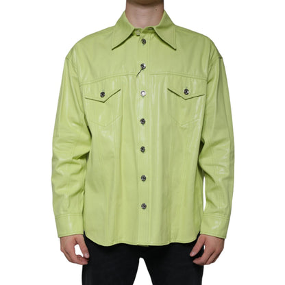 Dolce & Gabbana Green Cotton Collared Men Button Down Shirt