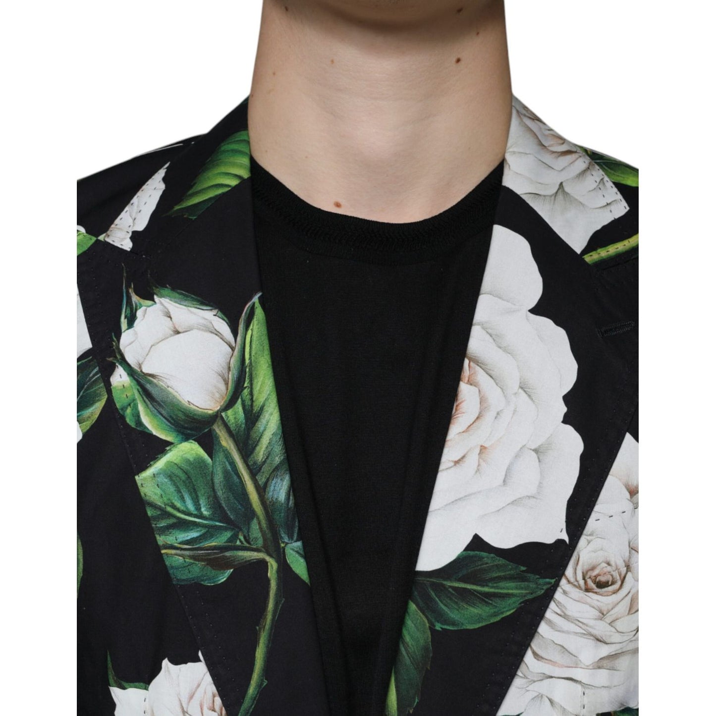 Dolce & Gabbana Black Rose Cotton Men Formal 2 Piece Suit