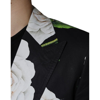 Dolce & Gabbana Black Rose Cotton Men Formal 2 Piece Suit