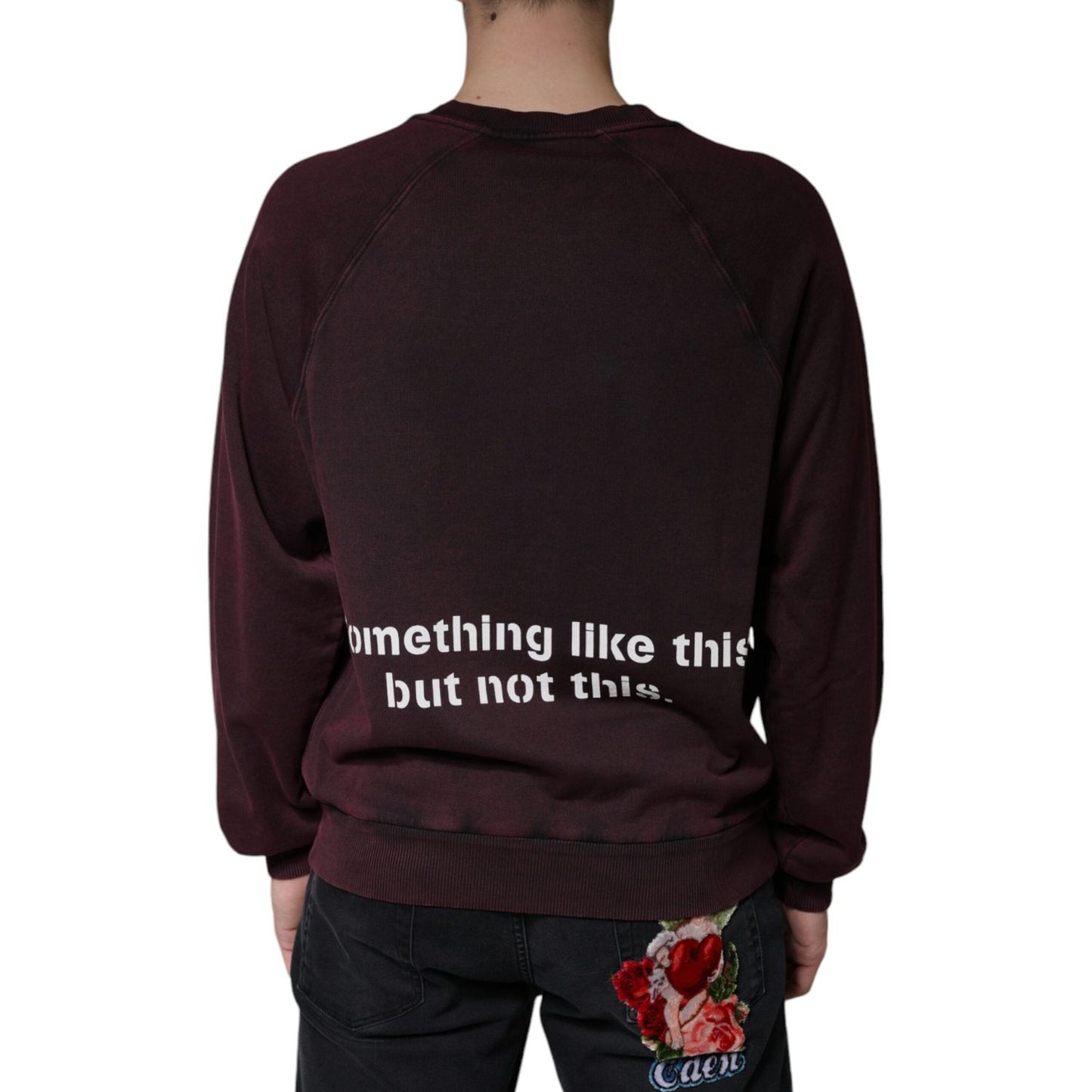 Dolce & Gabbana Maroon Logo Crew Neck Men Sweatshirt Sweater Dolce & Gabbana