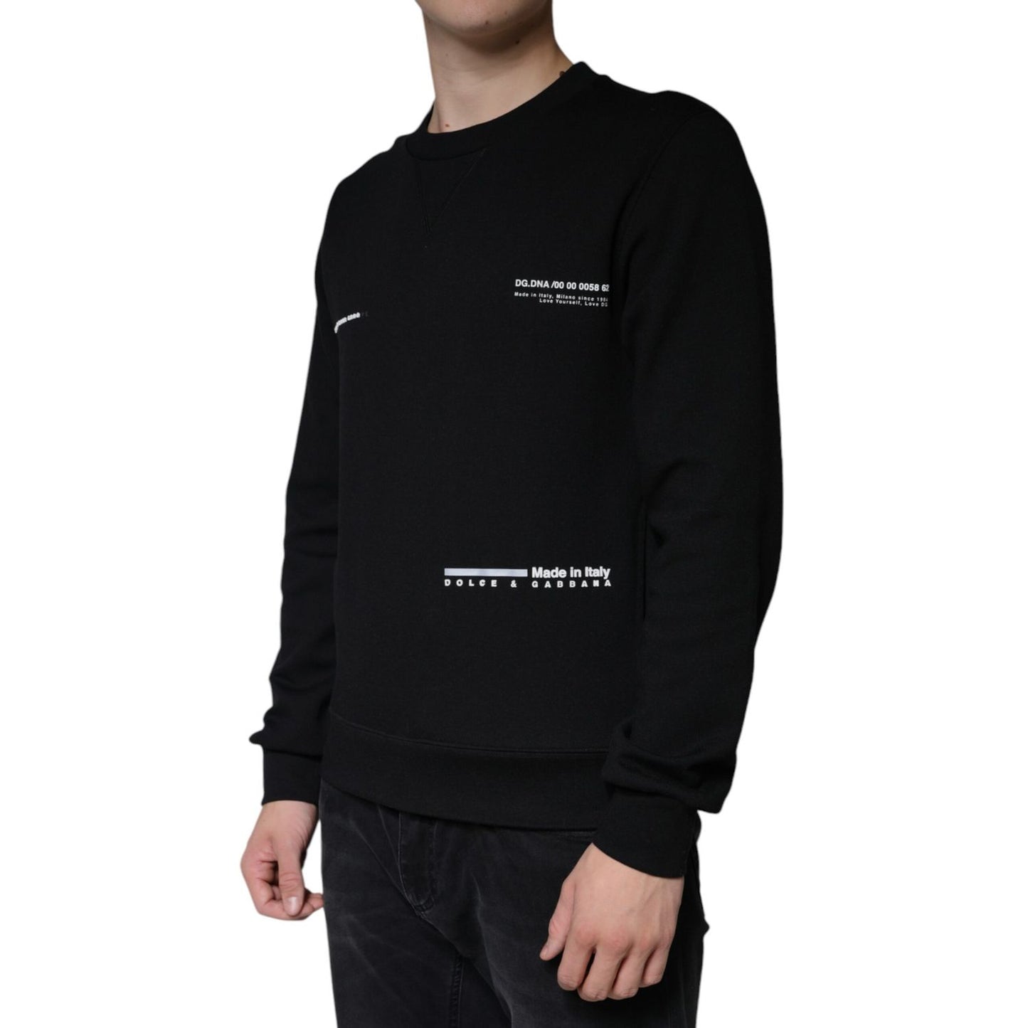 Dolce & Gabbana Black Logo Print CrewNeck Sweatshirt Sweater